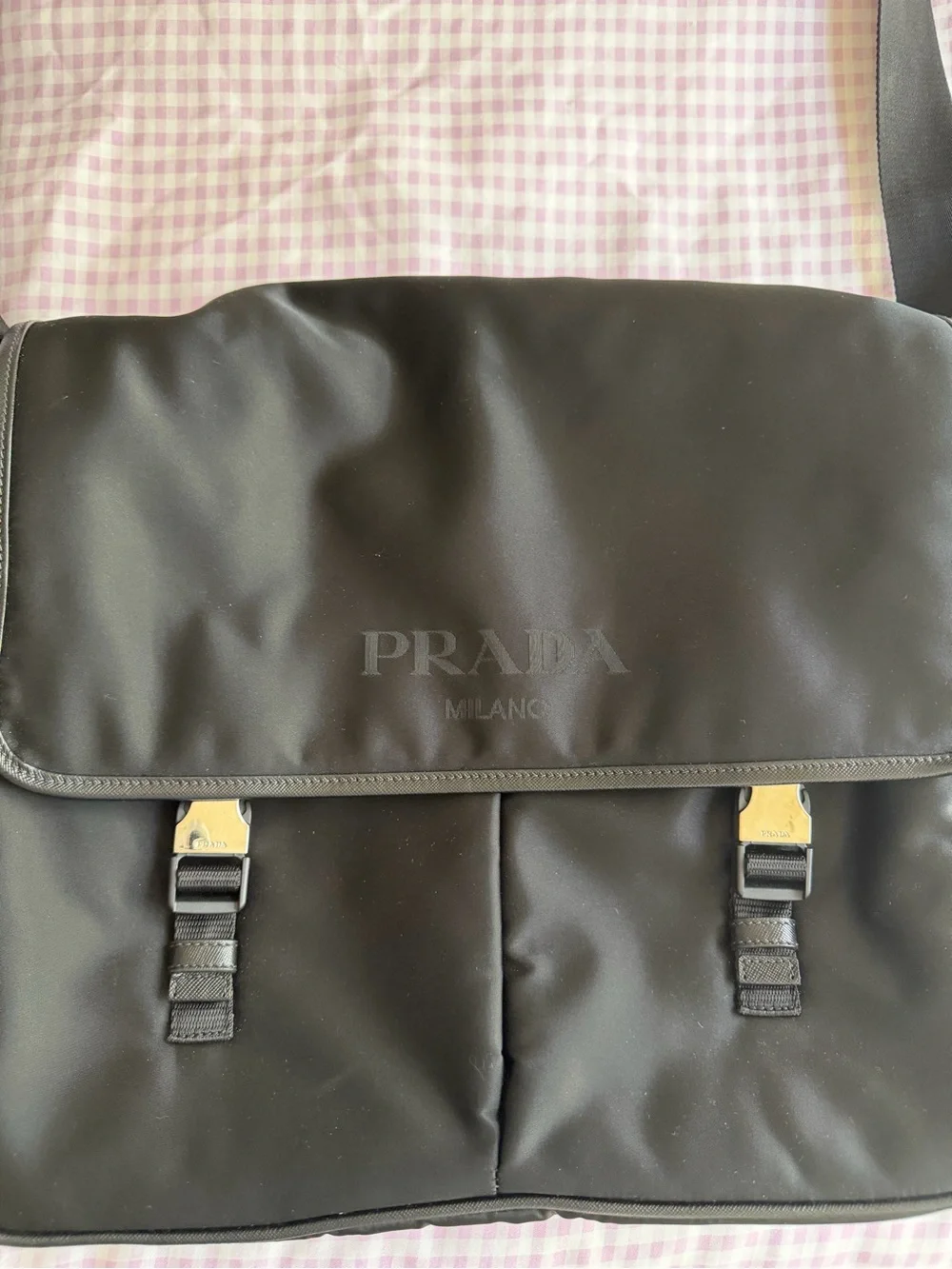 Prada Black Nylon Messenger Satchel, never used